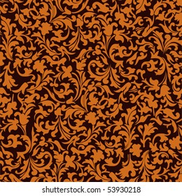 pattern with abstract flowers on a brown background