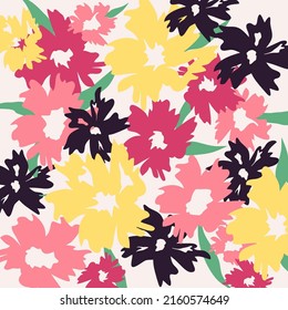 Pattern with abstract flowers on a white background. Vector stock illustration. Futuristic style