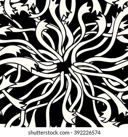 Pattern with abstract flowers. Seamless decoration wallpaper. Abstract vector illustration with seaweeds. Can be used for wallpaper, pattern fills, web page background, surface textures.