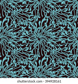 Pattern with abstract flowers. Seamless decoration wallpaper. Abstract vector illustration with seaweeds. Can be used for wallpaper, pattern fills, web page background, surface textures.