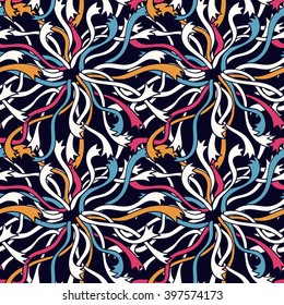 Pattern with abstract flowers. Seamless decoration wallpaper. Abstract vector illustration with seaweeds. Can be used for wallpaper, pattern fills, web page background, surface textures.