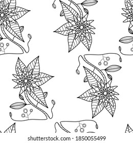 Pattern abstract flowers in the style of doodle.