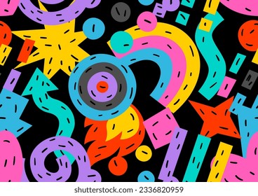 Pattern with abstract funny shapes. Cartoon cute trendy creative image.