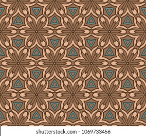 Pattern of abstract geometric flowers. Seamless vector illustration. for design greeting cards, backgrounds, wallpaper.