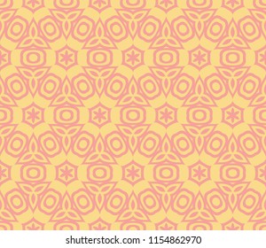 Pattern of abstract geometric flowers. Seamless vector illustration. for design greeting cards, backgrounds, wallpaper, interior design. Beige color