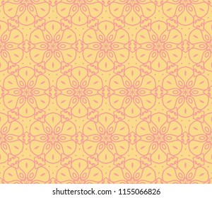 Pattern of abstract geometric flowers. Seamless vector illustration. for design greeting cards, backgrounds, wallpaper, interior design. Beige color
