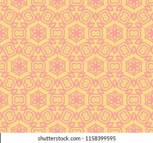 Pattern of abstract geometric flowers. Seamless vector illustration. for design greeting cards, backgrounds, wallpaper, interior design. Beige color