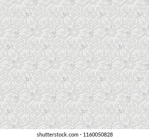 Pattern of abstract geometric flowers. Seamless vector illustration. for design greeting cards, backgrounds, wallpaper. Silver color