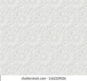 Pattern of abstract geometric flowers. Seamless vector illustration. for design greeting cards, backgrounds, wallpaper. Silver color