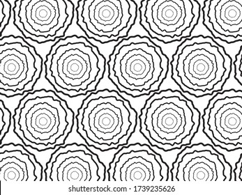 Pattern with abstract geometric line texture. Light modern simple wallpaper, tile backdrop, monochrome graphic element. Black background
