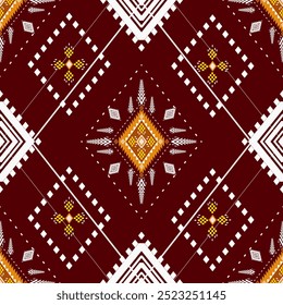 Pattern Abstract Geometric. Navy red geometric traditional ethnic patterns. style Ikat Seamless Vector. Design for fabric print cloth dress carpet curtains and sarong Aztec African Indian