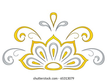 Pattern abstract, gold and silver ornament, element isolated