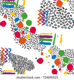 Pattern with abstract hand drawn element. Vector. Memphis style.