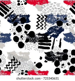 Pattern with abstract hand drawn element. Vector. Memphis style.