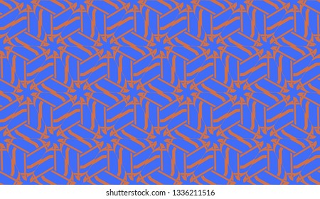 Pattern with abstract illusion triangles. Vector illustration. For your business, presentation, fashion print. Blue color.