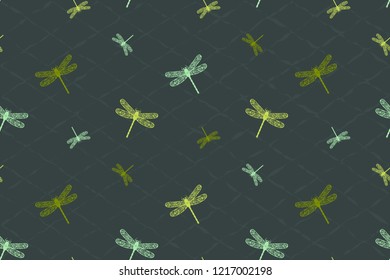 pattern with abstract images of dragonflies