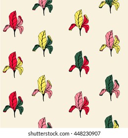 pattern of abstract images of irises. vector. hand drawing
