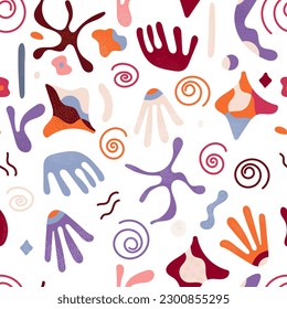 a pattern with abstract inhabitants on a white background