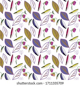 Patrón de hojas abstractas y flores para textiles