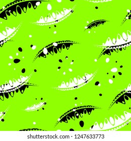 Pattern of abstract leaves and petals of garden plants in lime and white. For paper, cloth or organic products.