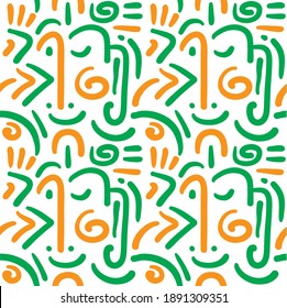 pattern with abstract motifs, geometry, shells, and gardens