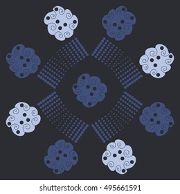 Pattern of  abstract motifs, halftone.