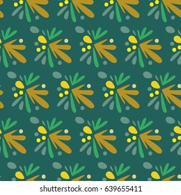 Pattern with abstract motives in green color in the background. Material for card design, textile, background, wallpapers, wrapping paper, texture, vintage