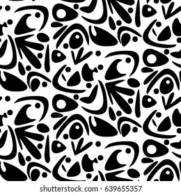 Pattern with abstract motives in white color in the background. Material for card design, textile, background, wallpapers, wrapping paper, texture, vintage