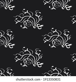 Pattern - abstract original ornament, arabesque, white on a black background - vector.