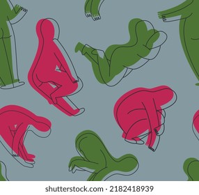 El patrón de las personas abstractas plantea. Silhouettes lindo de personas llanas.