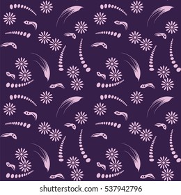 pattern abstract pink flowers on purple background vector