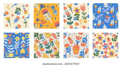 Pattern abstract plant. Design ornament organic childish seamless pattern. Floral shape contemporary kids background, modern fun textile, wrapping paper, wallpaper design. Vector flower doodle Matisse