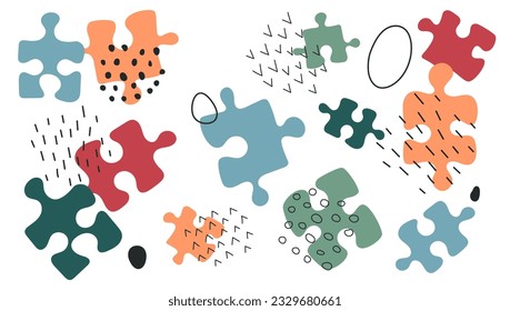 Pattern with abstract puzzles. Creative background for design. Template vector illustration.