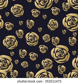 pattern of abstract roses in gold style