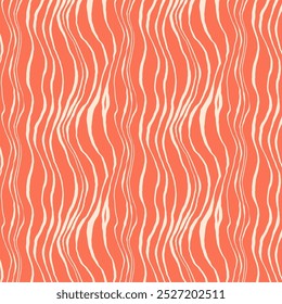 Pattern with abstract salmon texture in pink orange tones. Stylized fillet background. Design for seafood packaging and menu design.