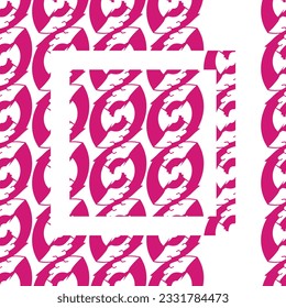 pattern with abstract seed design and decorated squar; chain design with pink ornaments