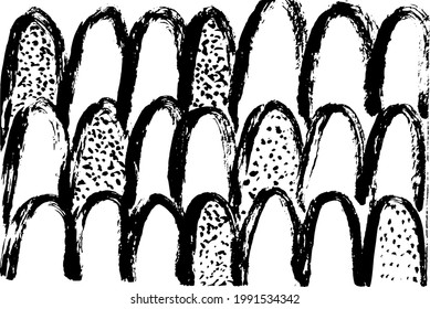 pattern abstract semicircles and dots texture ink strokes Grunge black and white urban vector texture pattern. Dark dirty dust overlay background.