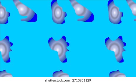 A pattern of abstract shapes with blue and silver tones on a light blue background.