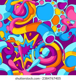 Pattern with abstract shapes. Cartoon cute trendy creative image.
