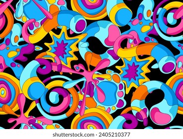 Pattern with abstract shapes. Cartoon cute trendy creative image.