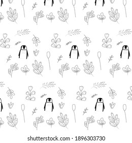 Pattern abstract shapes  
flower penguin