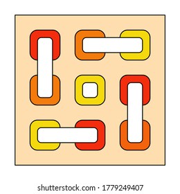 A pattern of abstract shapes in the form of stylized holes and ribbons passing through them. Vector.