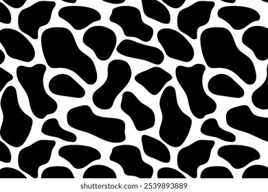 The pattern with abstract spots is an animal print. Animal fur. Black and white vector background
