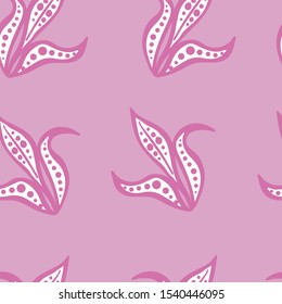 Pattern of abstract twigs on a pink background. Seamless pattern. Great for fabric, wallpaper, backgrounds, invitations, packaging design projects. Surface design. Vector illustration