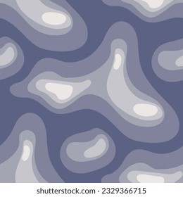 A pattern of abstract wavy shapes, cut in blue, is superimposed on a background with highlighted shapes. Modern topographic graphics. A pattern with smooth curves of underwater depth. Vector