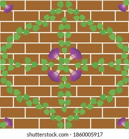 pattern abstraction flora brown leaf green flowers purple wallpaper