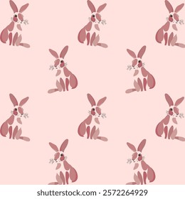 Pattern abstraction rabbit watercolor technique pink delicate