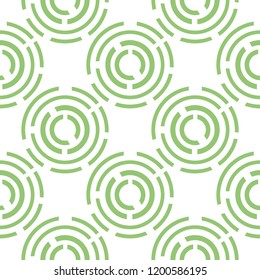 Pattern of abstractions from green bursting circles and lines..