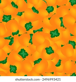 A pattern with an abundance of ripe and bright persimmons is suitable for filling a background or banner. Vector illustration