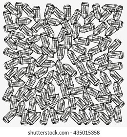 Pattern For Adult Coloring Book. Set Of Hand Drawn Pencils. Decorative Doodle Elements. Doodles. Black And White. Made By Trace From Sketch. Vector Illustration